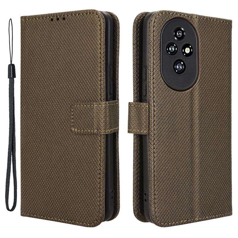 For Honor 200 5G Protective Case Diamond Texture Leather Phone Cover with Wallet