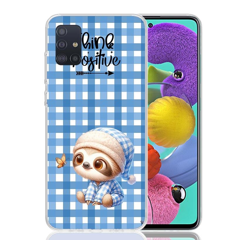 Animal Cute Cartoon Sloth Coffee Phone Case For Samsung Galaxy A52 A32 A22 A12 A02S A50S A30S A51 A31 AA71 Note 20 Ultra 10 S10