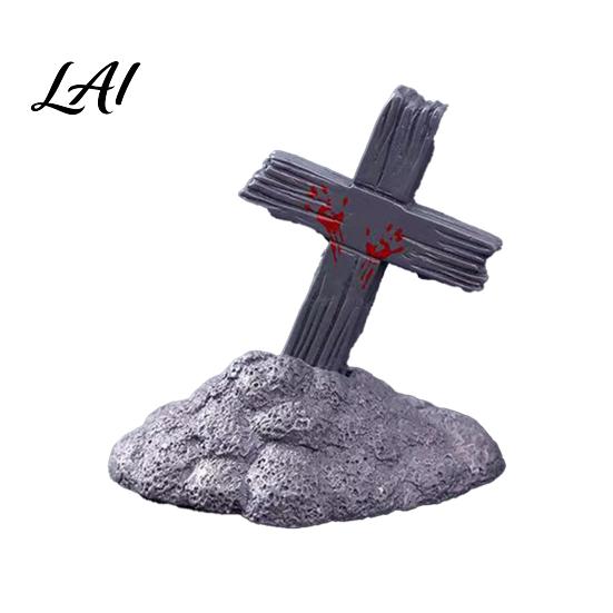 Small Horror Statue Decor Halloween Miniature Resin Ornaments Micro Landscape Desktop Decor Secret Room Scenery Scene Accessories for Fish