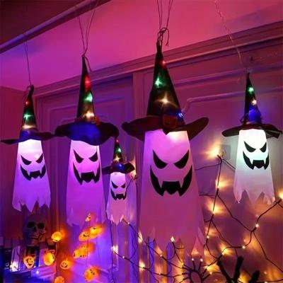 Glowing Light Witch Hat Lanterns Hanging Decoration Party Decor Props LED Glowing Light Halloween