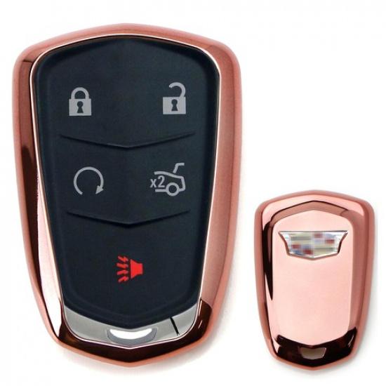 

Chrome Pink TPU Key Fob Case For Cadillac ATS CTS CT6 XTS XT5 ELR SRX Escalade