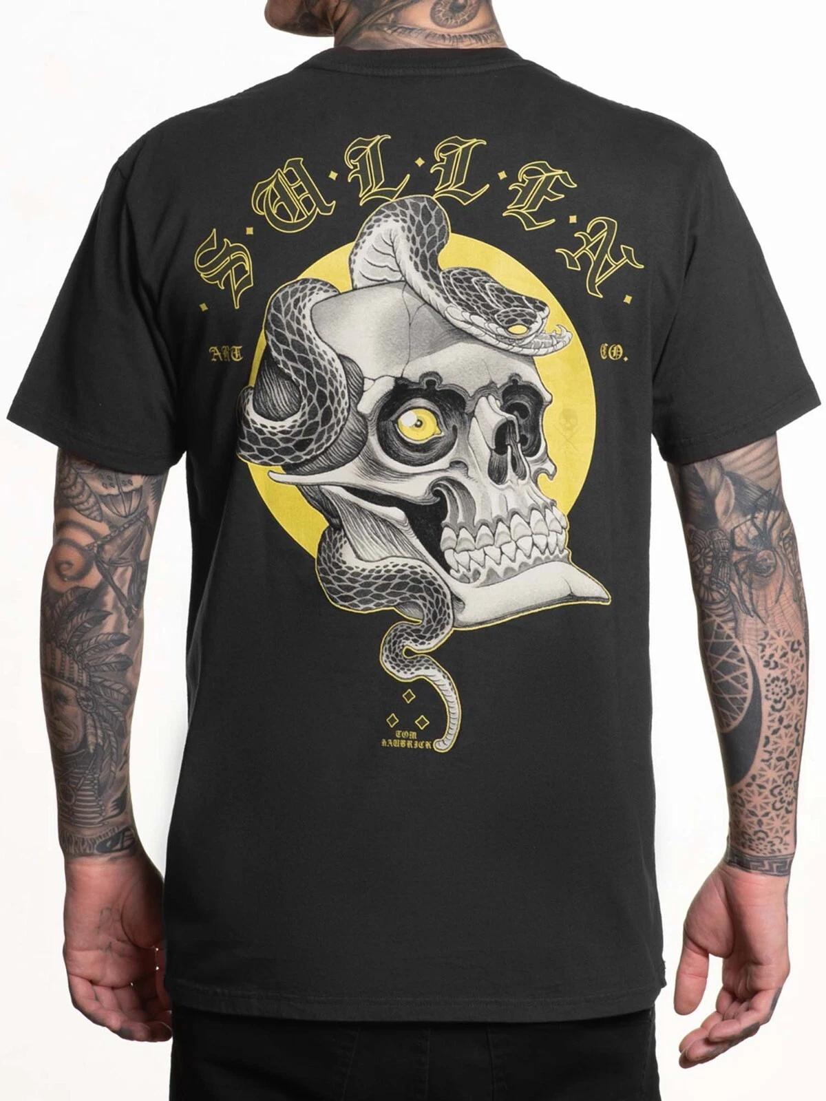 

Sullen Men s Haubrick Skull Short Sleeve Premium T-shirt Snake Tattoo Style Tee 3XL