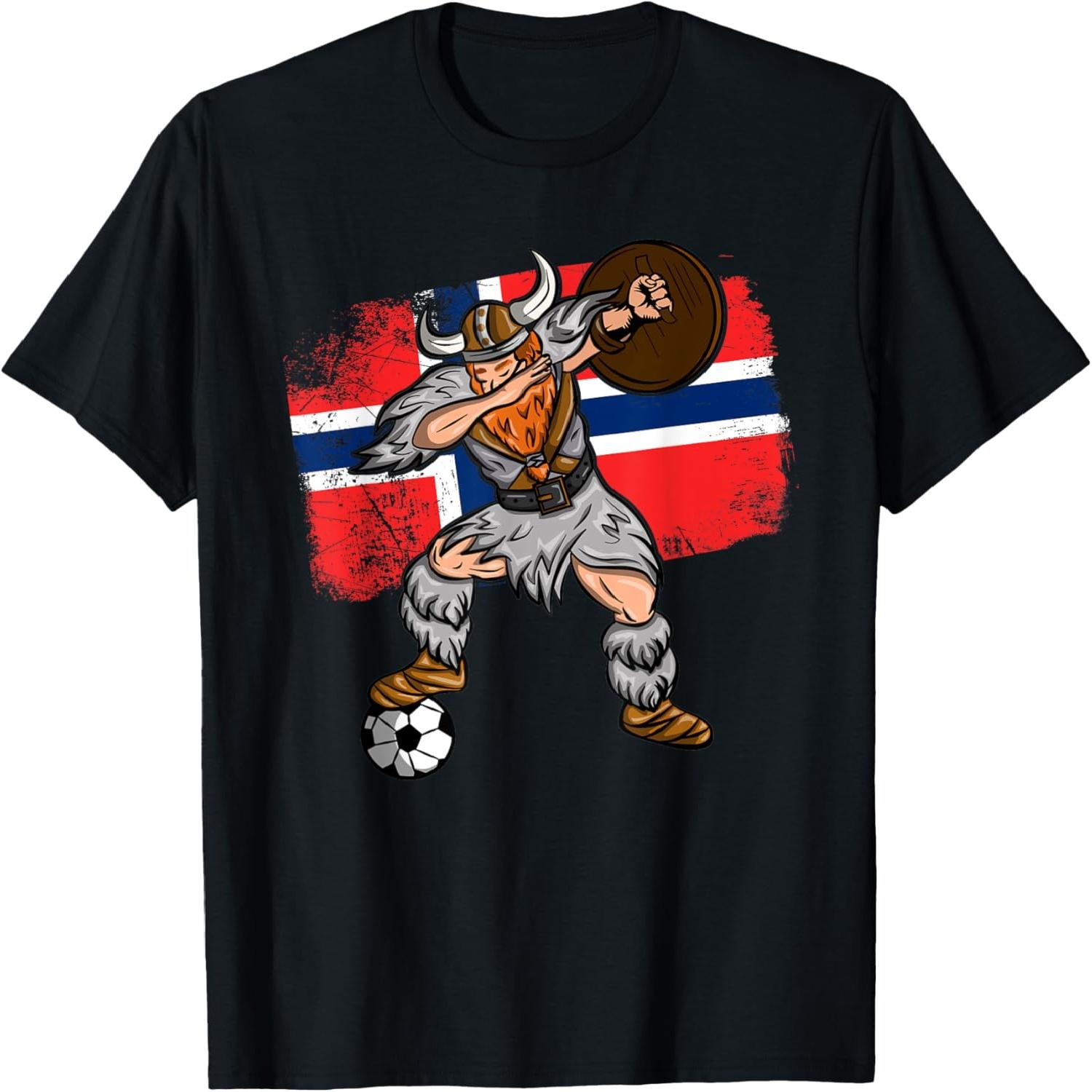 Norway Flag Viking Dabbing Soccer T-Shirt S