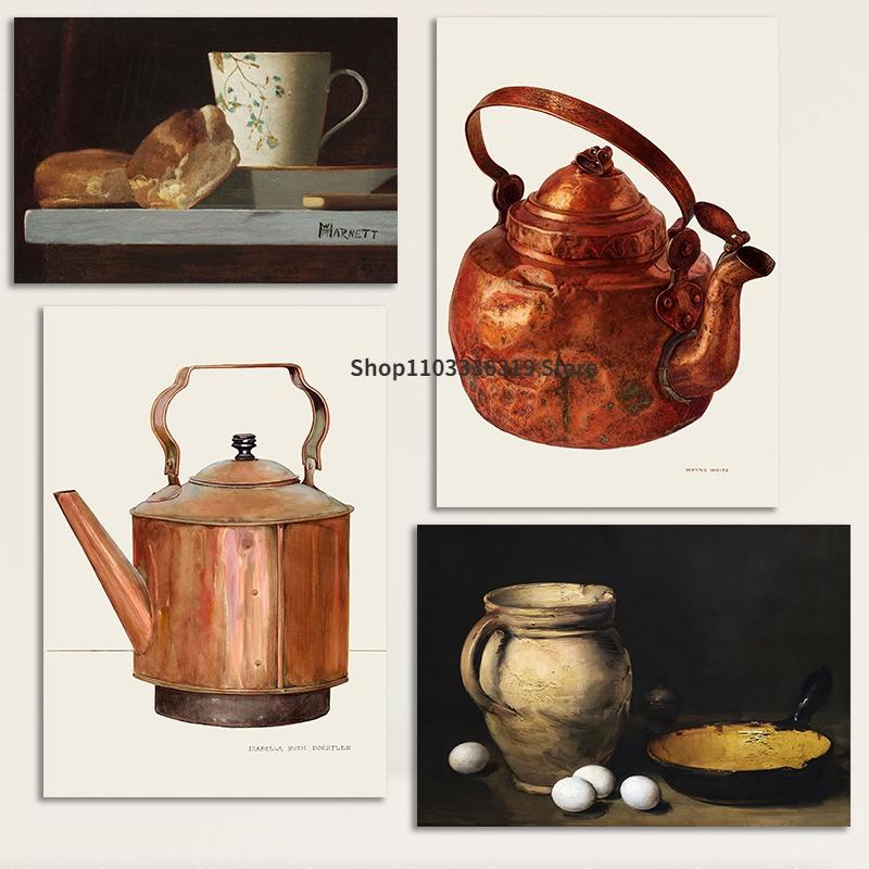 Still Life Breakfast Food Dining Room Kitchen Cottagecore Art Poster Canvas Painting Wall Prints Picture for Room Home Decor