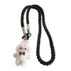 Cute White Labubu Doll Outdoor Travel Mobile Phone Straps Universal Female Accessories with Hanging Chain Lanyard Bag