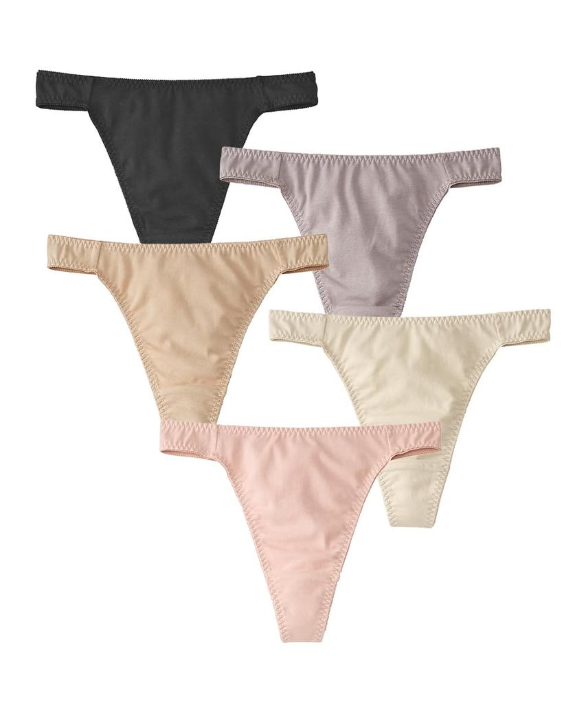 Nissen Cotton Blend Nude Size 3L Women's T-Back Panties, Stretch, 5-Pack, Color,