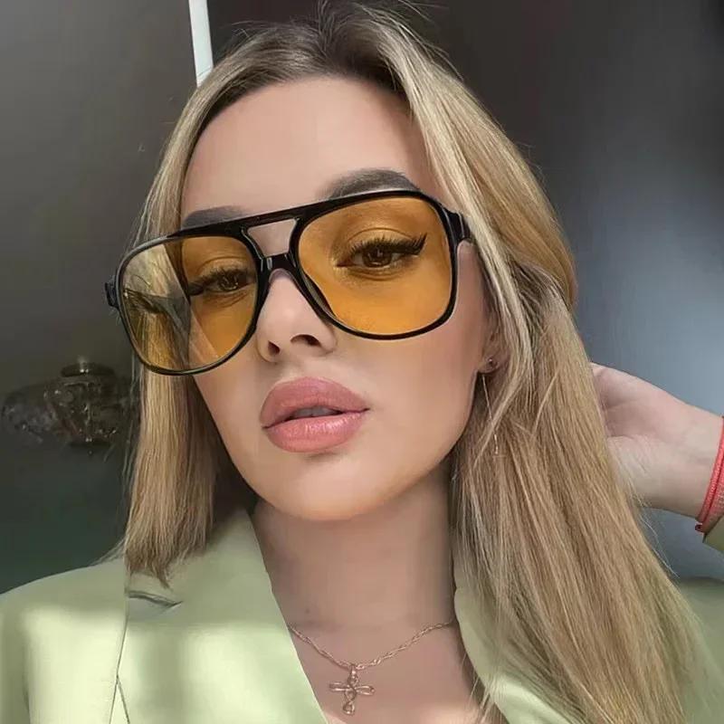 Rectangle Sunglasses Women Fashion Men Square Vintage Stylish Sun Glasses Oversized Ladies Mirror Outdoor Eyewear