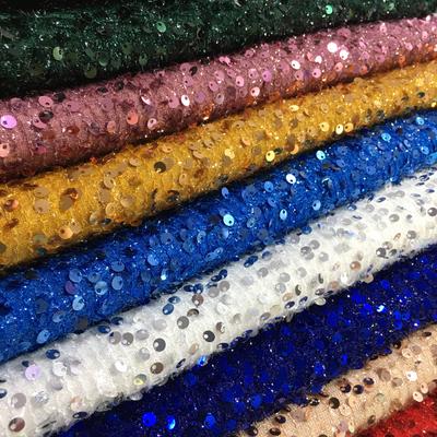 Competitive Price RXF2191 Sequin Fabric 31colors Manufacturers Sequin Velvet  Stretch Fabric Sequin Fabric for Garments