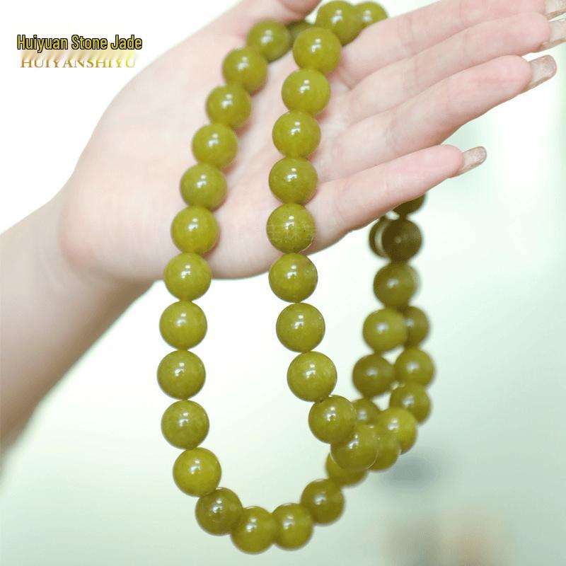 Liaoning Avocado Jade Mala Bracelet Necklace Set