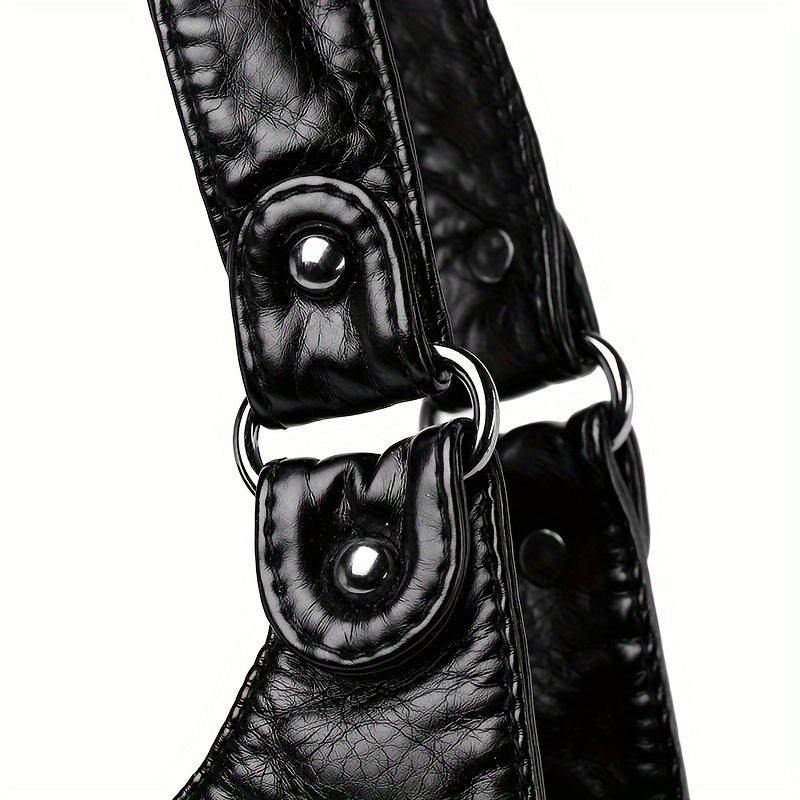 Umhängetasche mit großem Fassungsvermögen, Handtasche aus einfarbigem PU-Leder mit Herzschnalle, All-Match-Umhängetasche für Damen