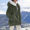 Women's Casual Solid Color Loose Plush Hooded Jacket With Pockets Zippered