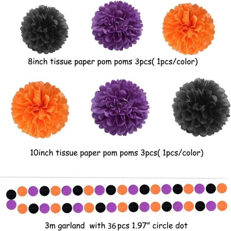

Tissue Paper Flower Pompoms Set with Tassels Creative Party Decoration Handmade Indoor Outdoor Halloween Accessories top sale China Mainland