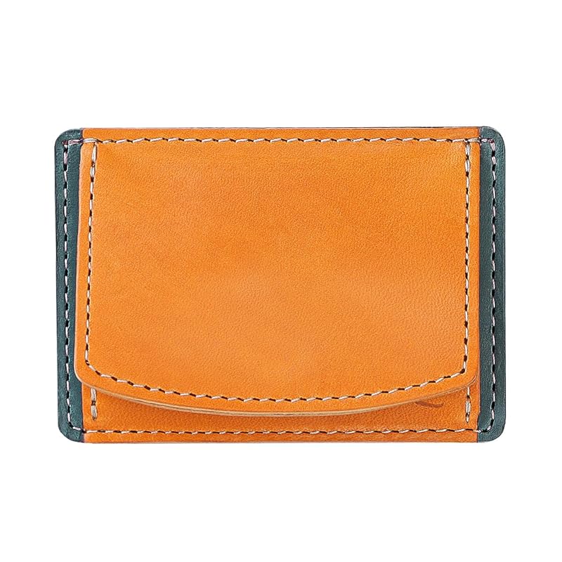 

[Zario Grande] mini wallet men s tochigi leather leather Thin box type coin case card case made in Japan [ZAG-F2001] (Camel x Navy)