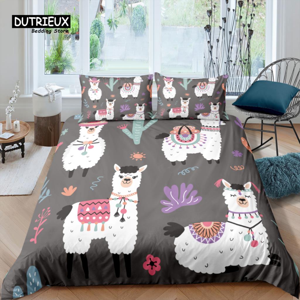 Home Living Luxury 3D Alpaca Bedding Set Duvet Cover Pillowcase Kids Bedding Set Queen and King EU/US/AU/UK Size