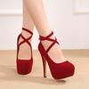 Women Striptease High Heel Shoes On Platform Casual Blue Black Red Stilettos Dance Evening Party Pumps