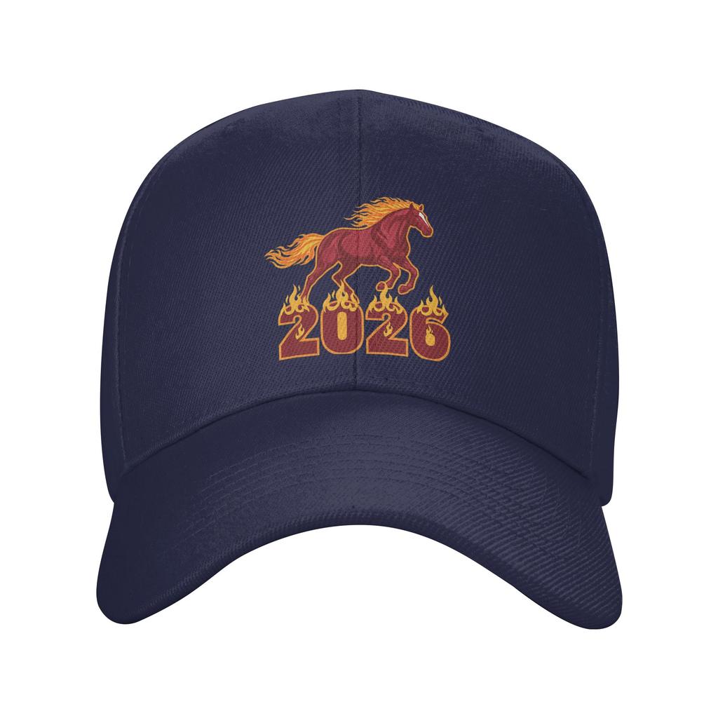 2026 Horse Year Racing Flame Graphic Zodiac New Year Sun Baseball Cap Summer Men Trucker Hat Y2k Retro Outdoor Gym Baseball Caps