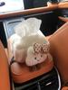 1 Pack Adorable Plush Cloud Car Tissue Holder Bow Knit Hat Car Headrest Tissue Box for Women Girls Auto Interior Decor