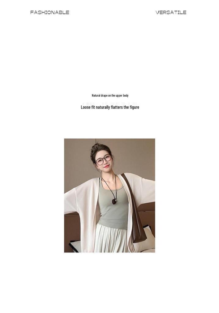 Women's Summer Sun Protection Loose Knit Cardigan - Korean Style, Long Sleeve, Casual Air Conditioning Cover-Up.