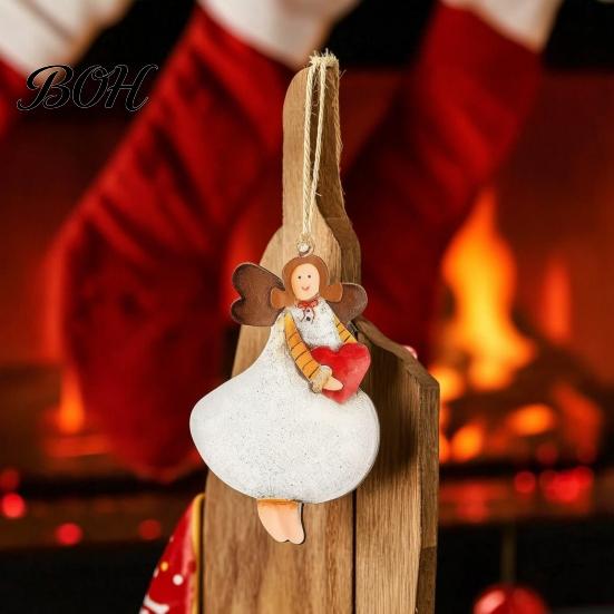 Festive Wooden Ornaments for Holidays 16/24/32Pcs Christmas Ornaments, Flying Angels Decorations, Santa Claus Rustic Xmas Party Supplies Holiday