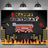Firefighter Firetruck Theme BackgroundRed Fire Truck Children Boy Birthday Party Decor Baby Shower Photography Backdrop Props