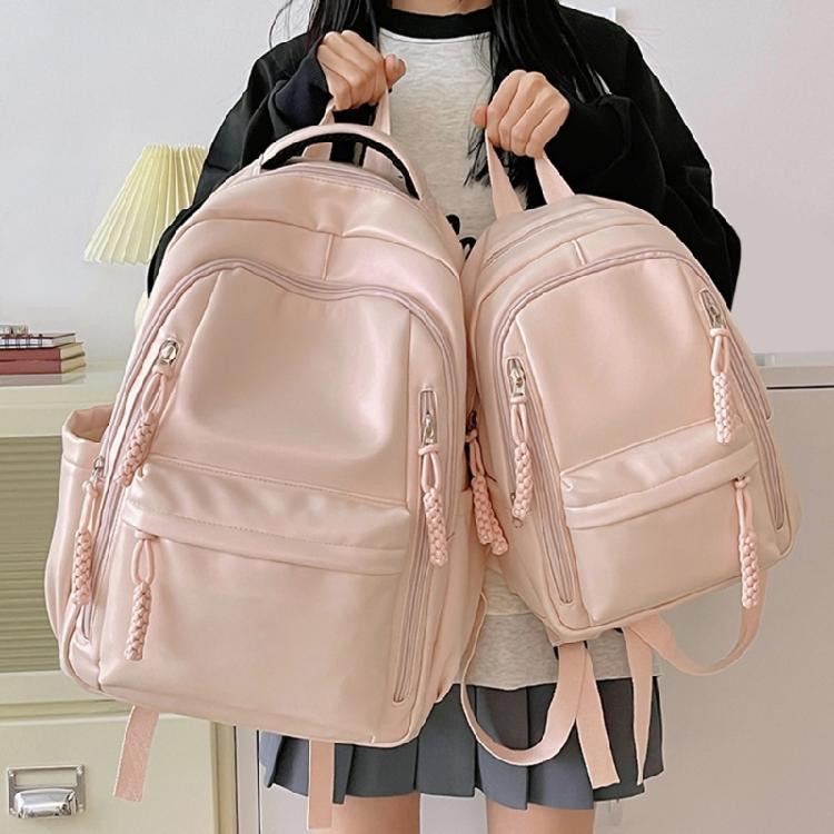 Soft PU Leather Backpack Spacious for College Essential Fashion Solid Color Laptop Daypack for Student and Commuters