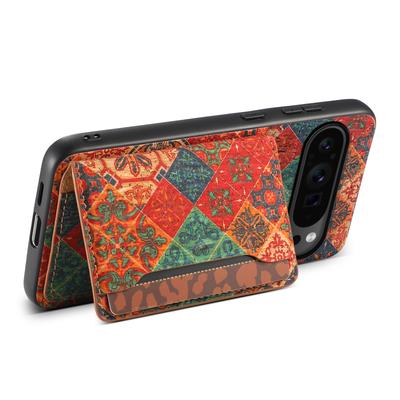 For Google Pixel 9 Pro/Pixel 9 Kickstand Cases Floral Pattern Card Slot PU+TPU+PC Phone Cover