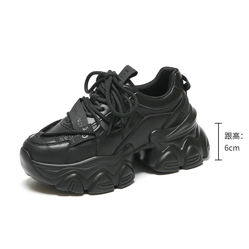 Customized 2025 New Thick-soled White Dad Shoes for Women's Casual Black Non-slip and Thin Height-increasing Versatile Sports Shoes for Women