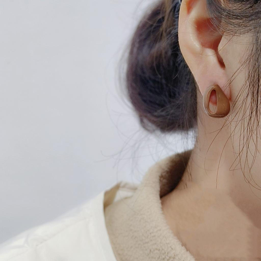 Maillard Collection Milk Coffee Versatile High-End Stud Earrings Women'S Tide Light Luxury Fashion Temperament Niche Design Sense