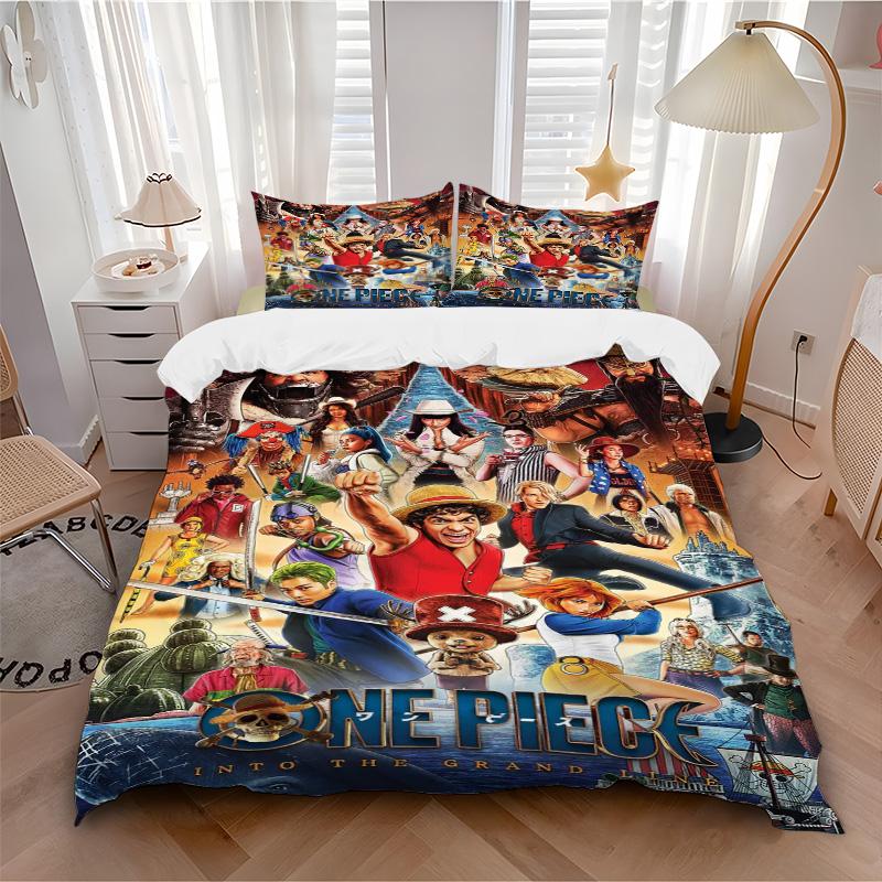 One Piece Bedding 3 Piece Set HD Print Duvet Cover Pillowcases for Teens Adult Bedroom Decoration Christmas Gift