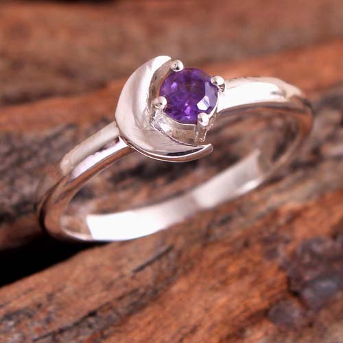 Amethyst Ring, Handmade Jewelry, 925 Sterling Silver, Women Jewelry, Moon Ring
