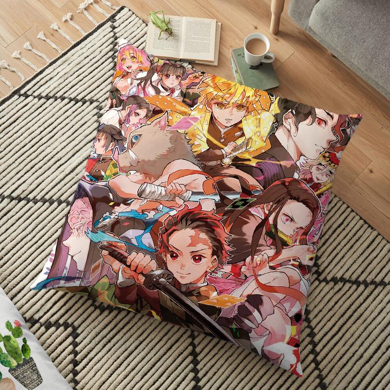 Demon Slayer Cushion Cover Kimetsu No Yaiba Decor Cartoon Pillowcase Kamado Tanjirou Polyester Pillow Case for Sofa Home 45cm
