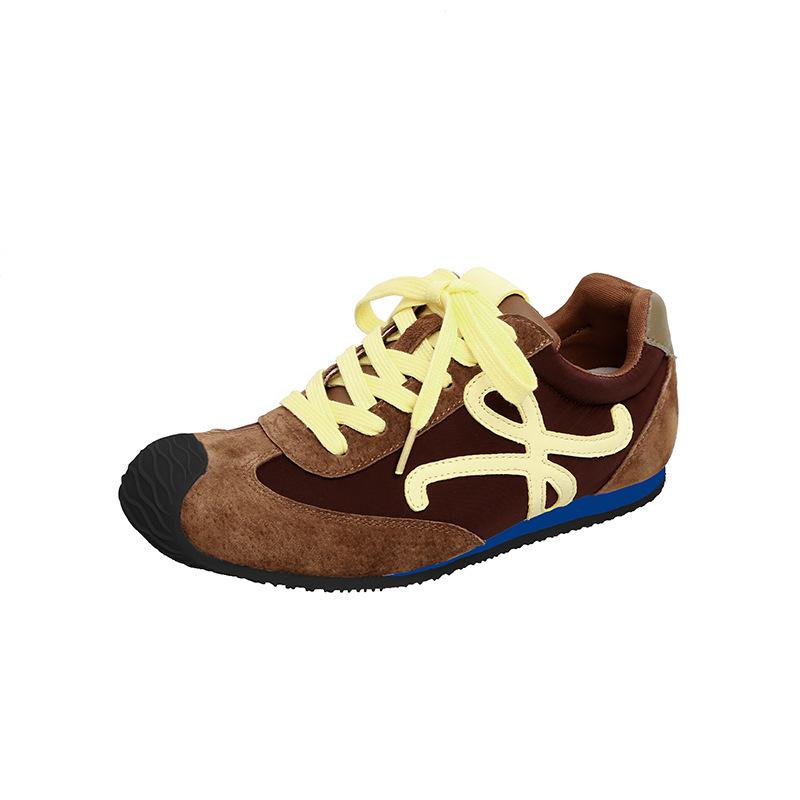 

Версия из коровьей кожи~ Натуральная кожа на плоской подошве немецкие тренировочные туфли женские весенние новые уродливые и милые ретро кроссовки Форреста Гампа повседневная спортивная обувь 39