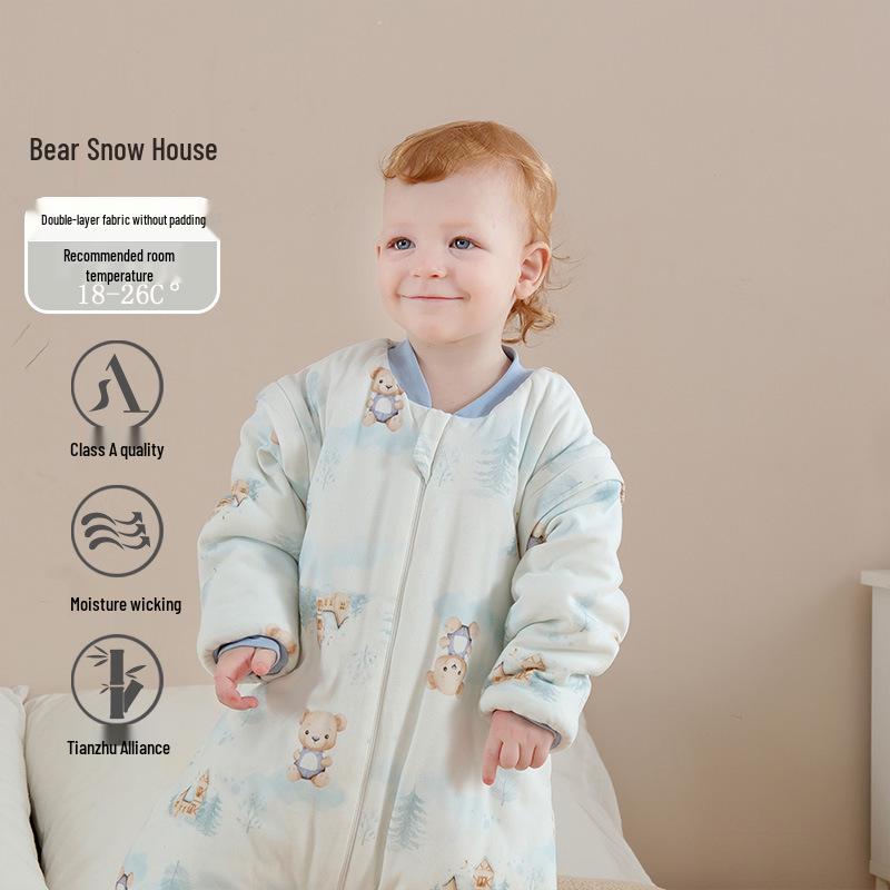 Sacco a pelo per neonati per tutte le stagioni (1-3 Anni) – Cotone di Bambù, Doppio Strato, Anti-Sussulto e Anti-Calci, Ideale per Primavera e Autunno o Stanze Climatizzate.