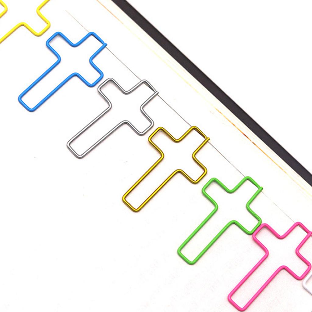 50 Pcs Crosses Shaped Paper Clips Metal Paperclips Bookmarks Office Clips Planner Clips Office Supplies for Student