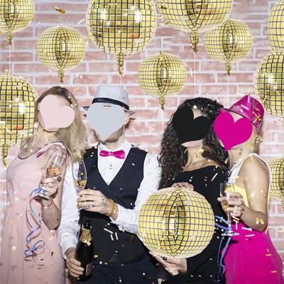 10 pièces Ballons en Film d'Aluminium 4D 22 pouces, Ballons Dorés sur le Thème Disco pour Décoration de Fond de Fête d'Anniversaire et Fête d'Anniversaire