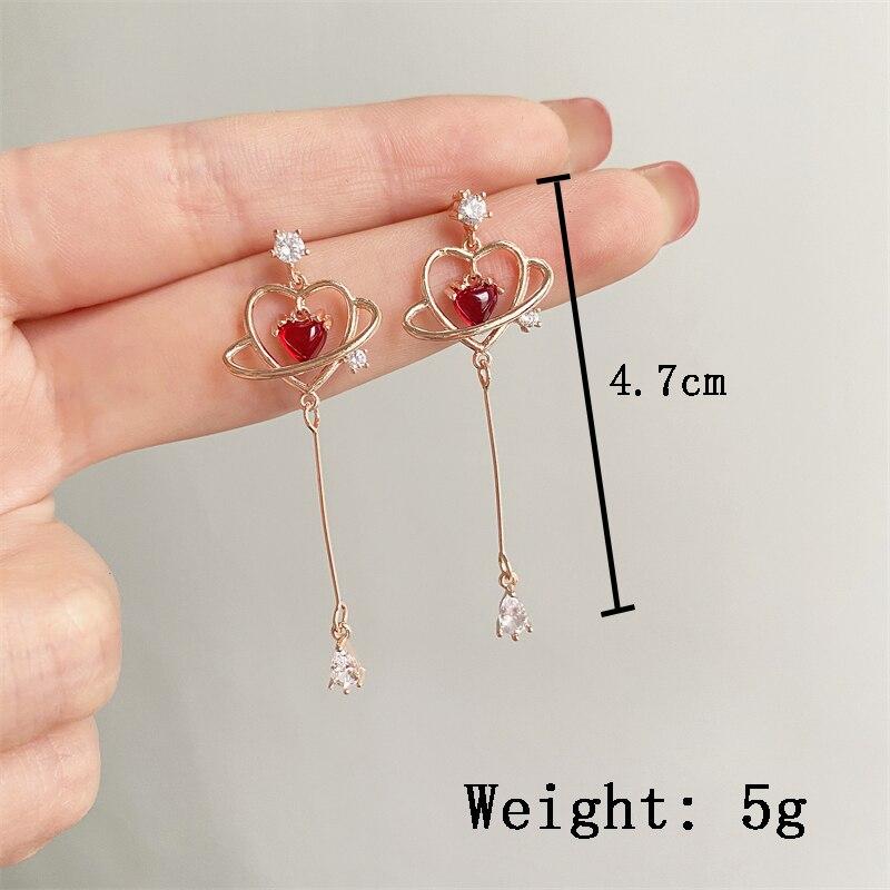 ZAKOL New Elegant Geometric Heart Crystal Long Drop Earrings For Women Cute Delicate Zircon Party Pendientes Zircon