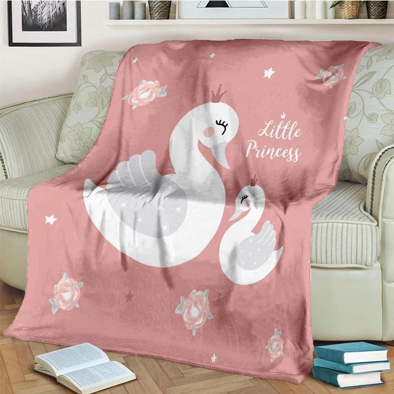 3D Cute Swan Princess Cartoon Cygnus Blanket,Soft Throw Blanket for Home Bedroom Bed Sofa Picnic Travel Office Cover Blanket Kid