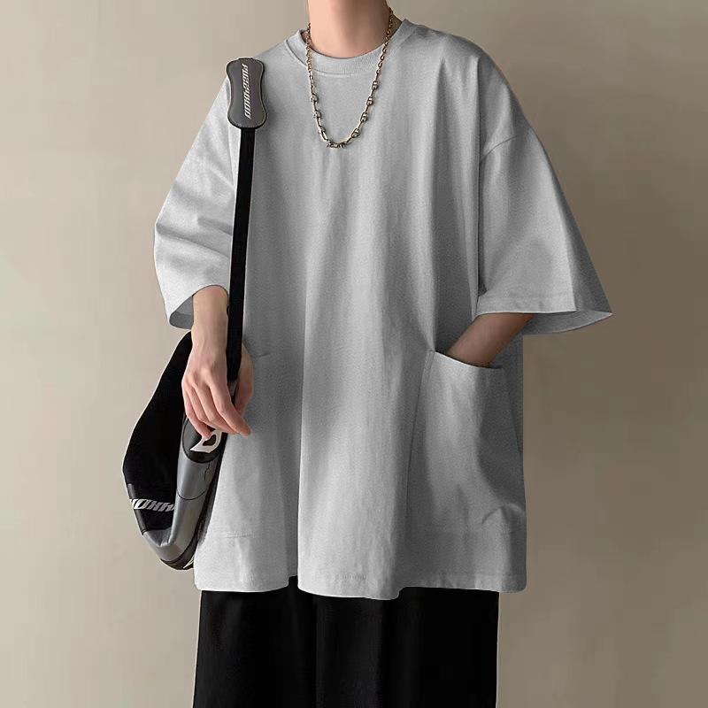 Plus Size Extra Large Pocket Workwear Short Sleeve T-Shirt Men's Style Summer Trendy Loose Fit Body Tee