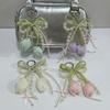 New Ribbon Pearl Tulip Ribbon Keychain Tulip DIY Mobile Phone Pendant Jewelry Style Pearl Bow Bag Accessories Mobile Phone Chain