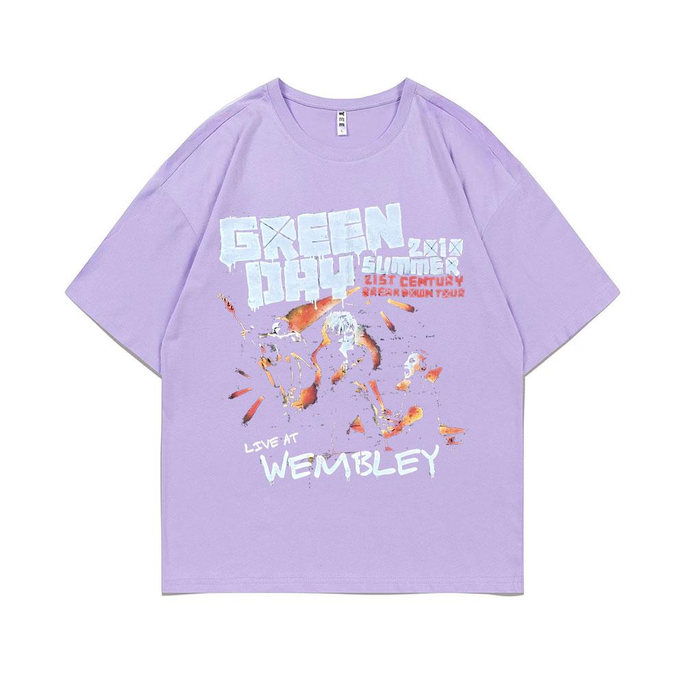 Rare Punk Band Green Day Live At Membley T-shirts Men Women Vintage Gothic Rock Tshirt Men's Cotton Casual Oversized T Shirts