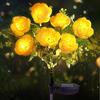 Solar Lights Outdoor, Solar Garden Lights, 7Head Camellia Flower Solar Light for Yard Lawn Garden Atmosphere Lighting Decoration
