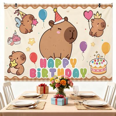 1 Stück Cartoon Capybara Hintergrund Tier Capybara Thema Geburtstagsparty Szene Dekoration Event Hintergrund Design Neuer Stil Partyzubehör