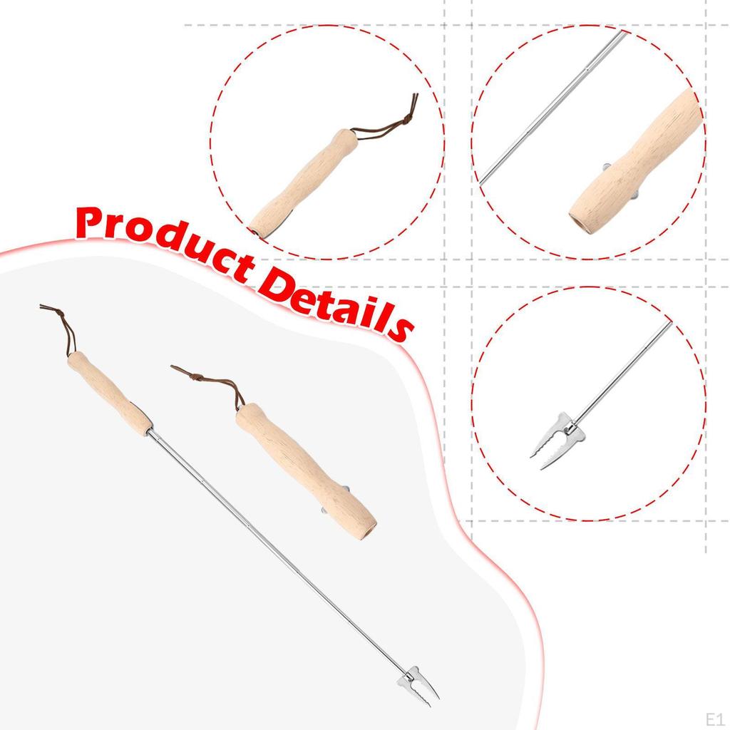 Dog Roasting Fork Chicken Wing Skewer Extendable 32 inch for Camping Heavy Duty Grill