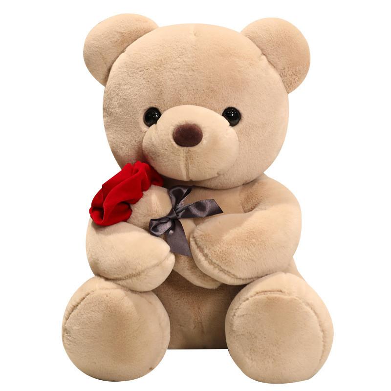 Bear Rose Teddy Plush Toy With Pp Cotton Filling Romantic Gifts Home Decor Doll