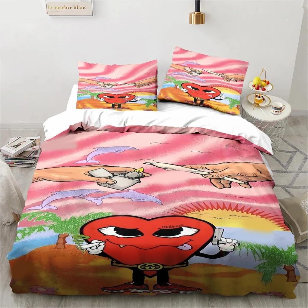 3D-Druck Lustiges Bad Bunny Un Verano Sin Ti Bettwäsche-Set Bettbezug Bettset Bettbezug Kissenbezug Bettdecke King Queen Size