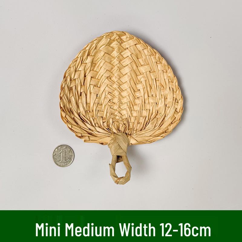 Liangshun Handmade Large Cattail Palm Leaf Fan with Curved Handle