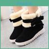 Women's Winter Boots Warm Fur Lined Casual Ankle Shoes With Sweet Bow Flats