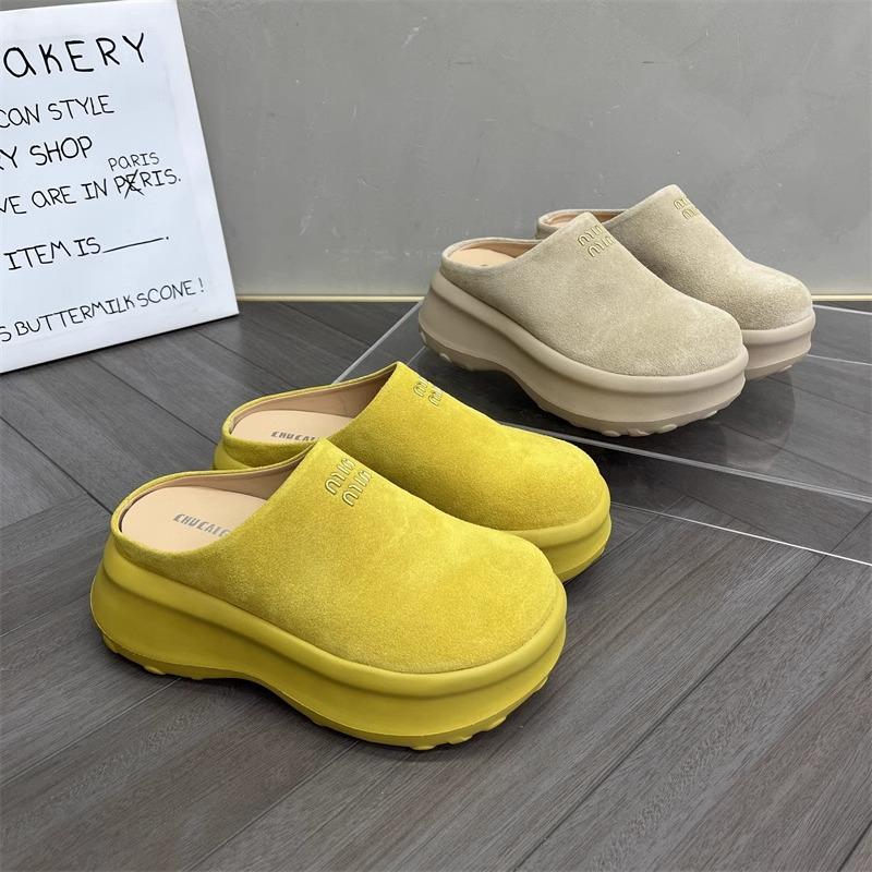 Baotou half-drag muffin shoes for women's outer wear 2025 spring and summer Korean version versatile thick-soled heightening casual lazy one-pedal s
