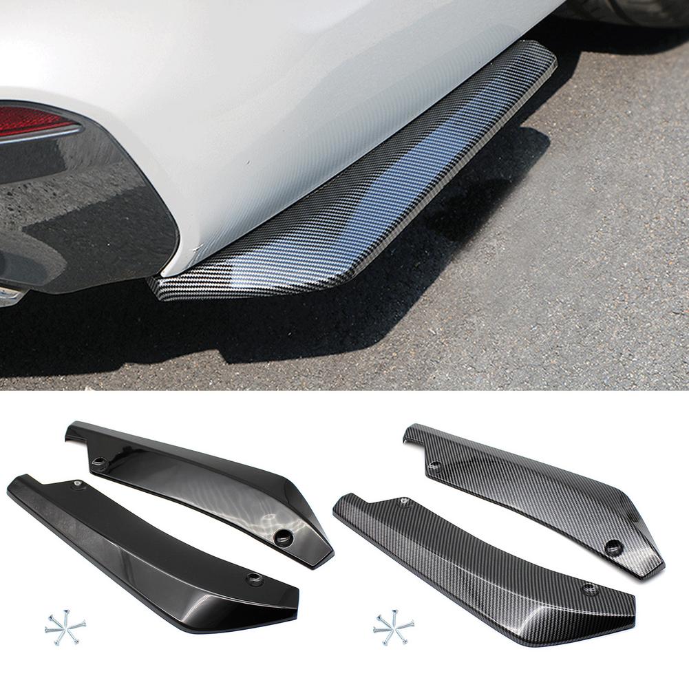 2pcs Universal Car Front Rear Car Bumper Strip Carbon Fiber Enveloping Anti-collision Spoiler Carbon Fiber Winglets
