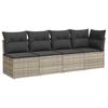 Vidaxl Sofa Ogrodowa Z Poduszkami, 4-Osobowa, Jasnoszara, Polirattan